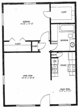 A1 - One Bedroom / One Bath / 715 Sq. Ft.*