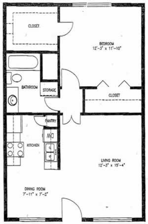 A1L - One Bedroom / One Bath / 760 Sq. Ft.*