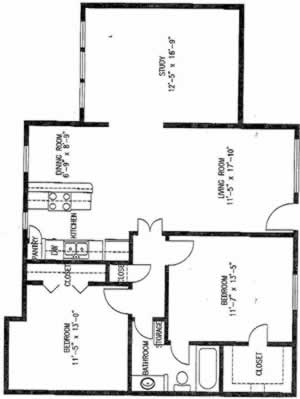 B1D - Two Bedroom / One Bath / 1165 Sq. Ft.*